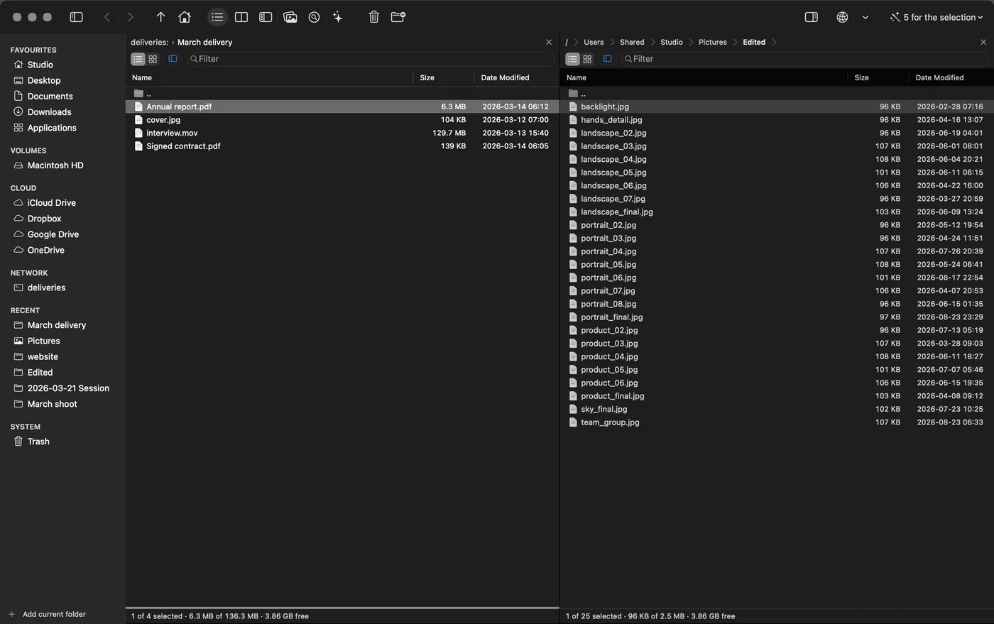 Your server, just another panel. SFTP, SMB, FTP and S3 are walked exactly like the disk beside them.