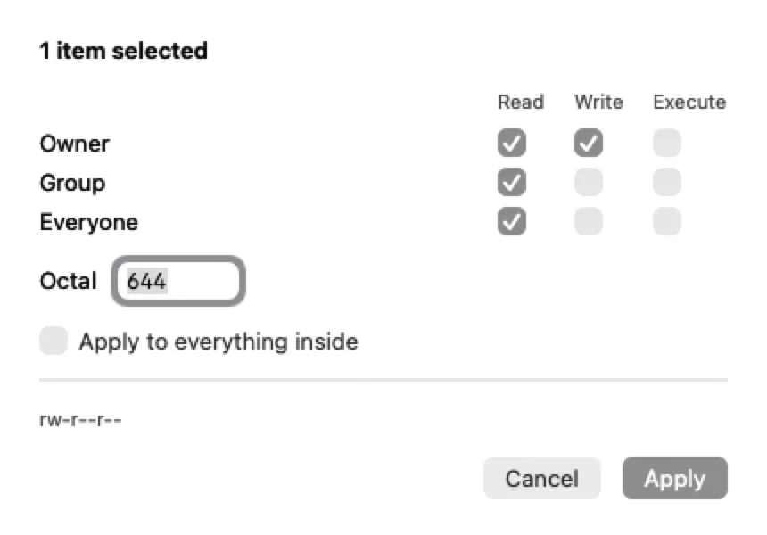 Permissions and attributes, as they are.