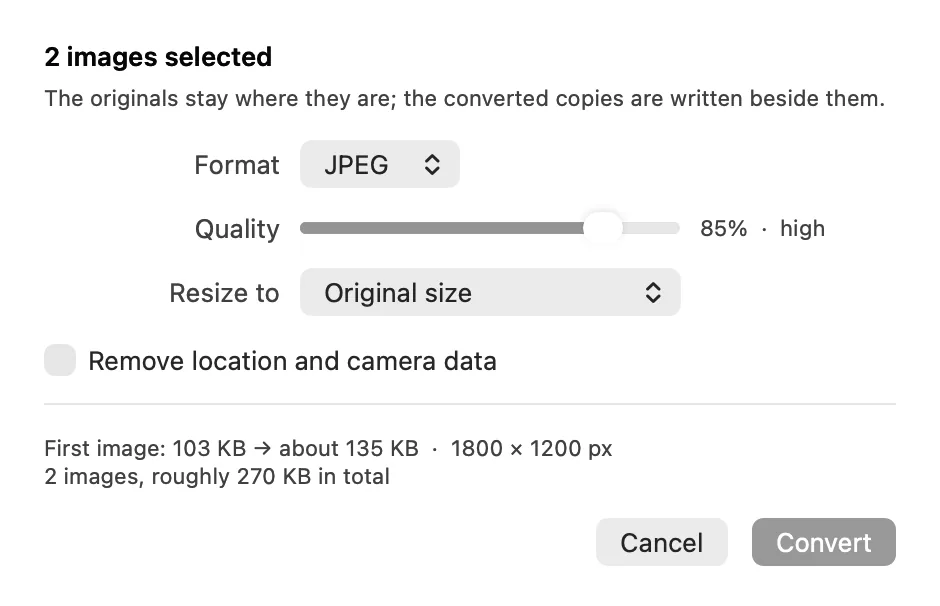 Convert pictures in bulk.