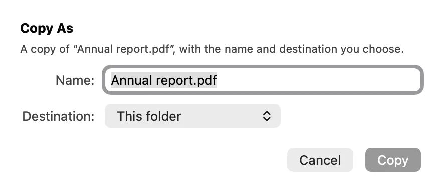 Copy as, in one step.