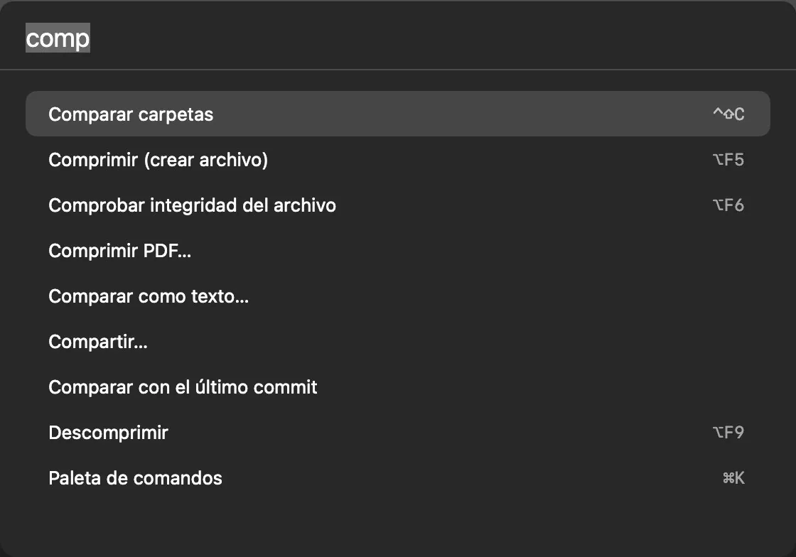 Sin soltar el teclado. ⌘K encuentra cualquier orden por su nombre. Todos los atajos son reasignables.