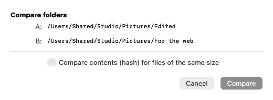 Compare folders, with the differences on top.