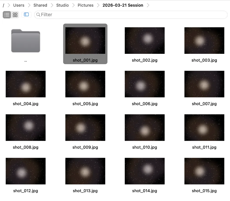 The same folder as a thumbnail grid, at its default size